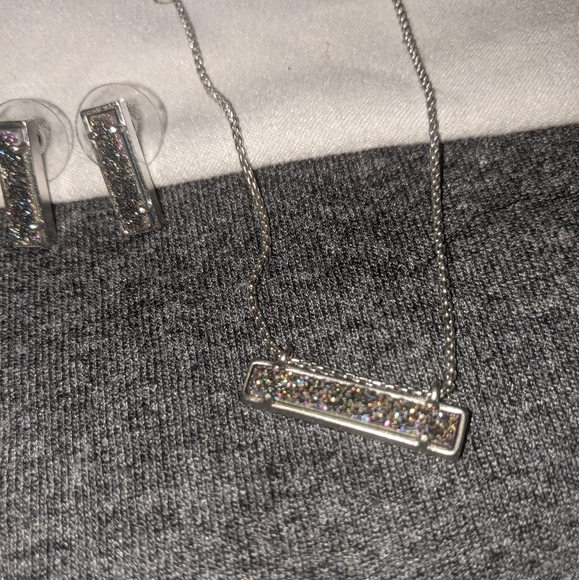 KS Necklace Earrings Set in Multi Drusy/ Silver - Picture 8 of 9